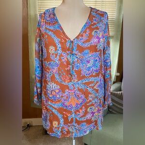 Linea by Louis Dell'Olio Paisley Silk Blouse (Size 1X)
